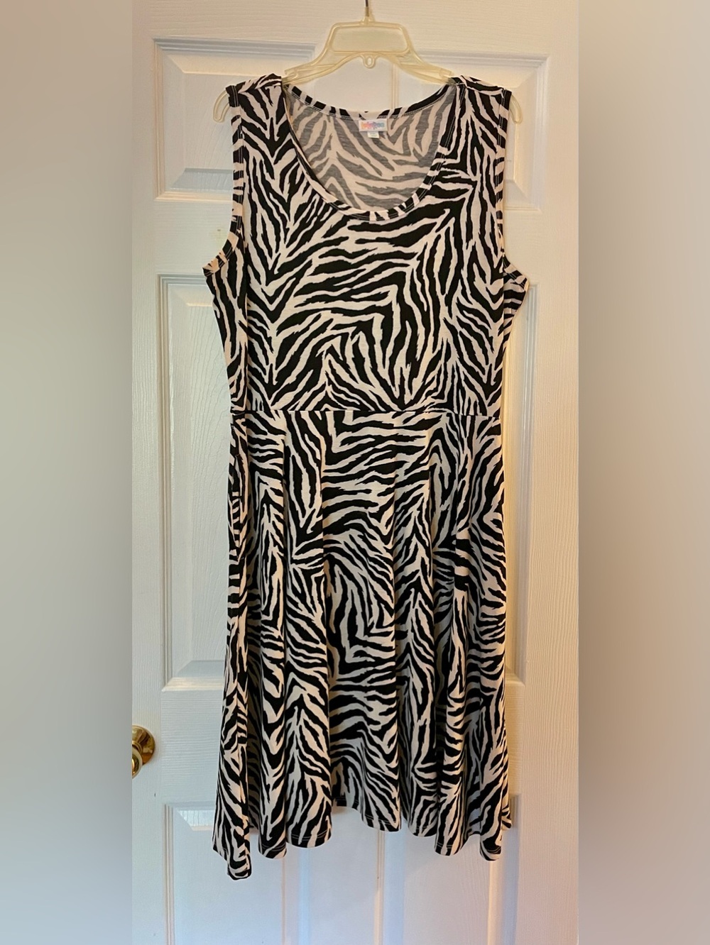 LuLaRoe Black and White Zebra Print Sleeveless Dress